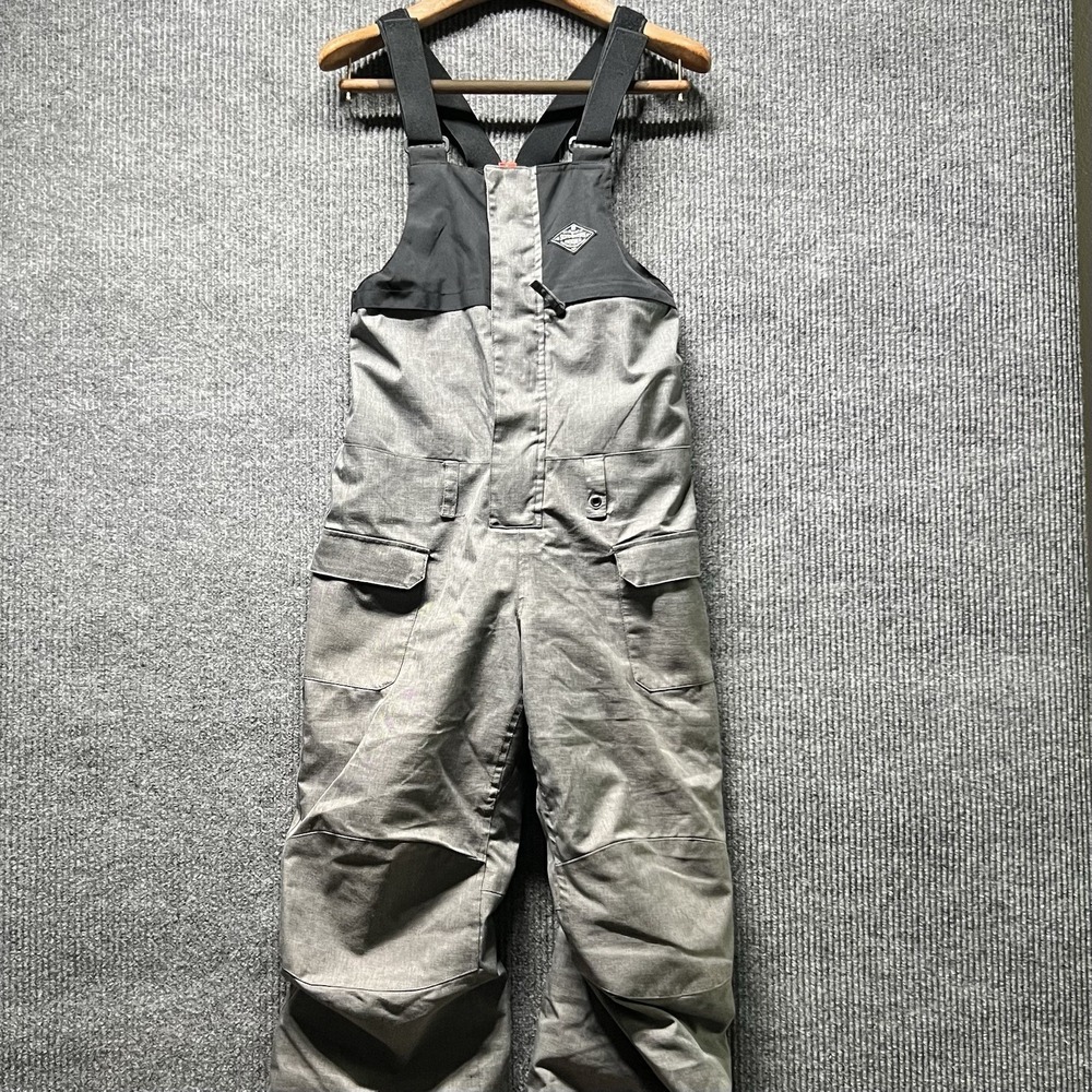 686 Boys Frontier Insulated Bibs Youth (14-16) Gray Waterproof Ski Snowboard